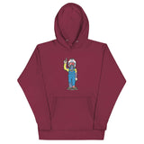 Maroon character hoodie with unique design, perfect for standing out on Tunder and making a bold style statement.
