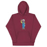 Maroon character hoodie with unique design, perfect for standing out on Tunder and making a bold style statement.