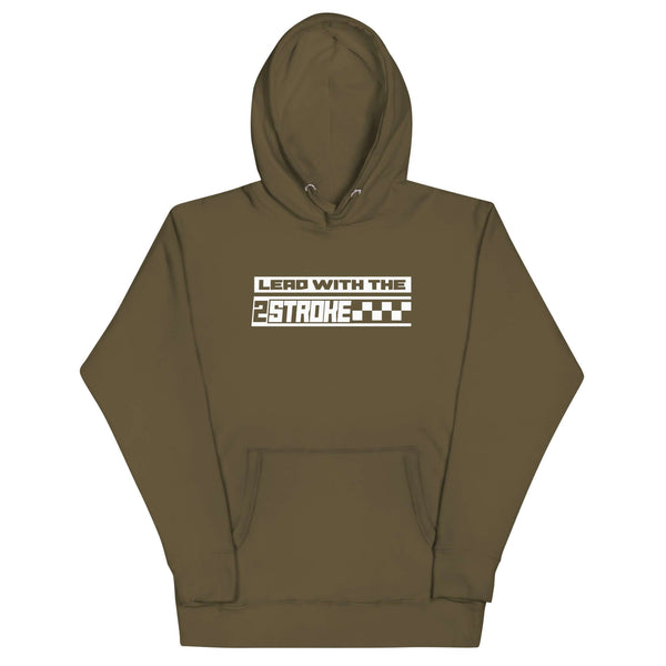 Lead with the 2-Stroke Hoodie by Ronnie Mac in olive green with bold, eye-catching design