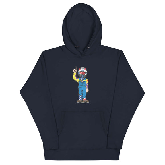 RonnieMac character hoodie with unique design, ideal for standing out on profiles and showcasing style.