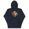 Trump riding a screaming eagle graphic hoodie, stylish and resilient for trendsetters and future leaders.