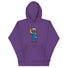 Purple RonnieMac character hoodie with unique graphic design for standout style.