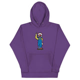 Purple RonnieMac character hoodie with unique graphic design for standout style.