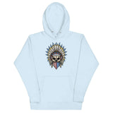 Ronnie Ghost Rider Hoodie with Skeleton, American Bandana, Feathered Hat Design - Motocross Tribute Apparel
