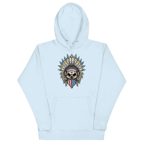 Ronnie Ghost Rider Hoodie with Skeleton, American Bandana, Feathered Hat Design - Motocross Tribute Apparel