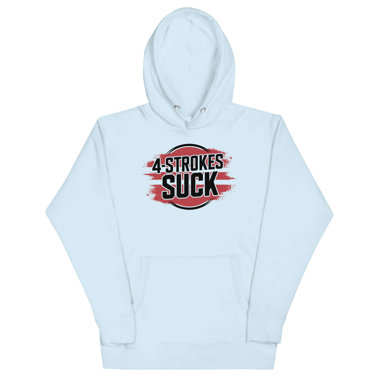"4-Strokes Suck Hoodie by Ronnie Mac with bold logo supporting 2-stroke engines, perfect gear for moto enthusiasts"