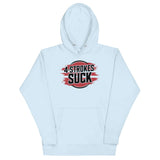 "4-Strokes Suck Hoodie by Ronnie Mac with bold logo supporting 2-stroke engines, perfect gear for moto enthusiasts"