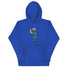 Blue RonnieMac character hoodie with eye-catching design for standout style and attraction on social profiles.