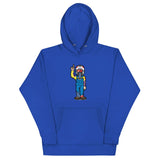 Blue RonnieMac character hoodie with eye-catching design for standout style and attraction on social profiles.
