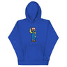 Blue RonnieMac character hoodie with eye-catching design for standout style and attraction on social profiles.