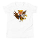 Youth T-Shirt featuring Trump riding a fierce eagle, perfect for young thrill-seekers at off-road events.