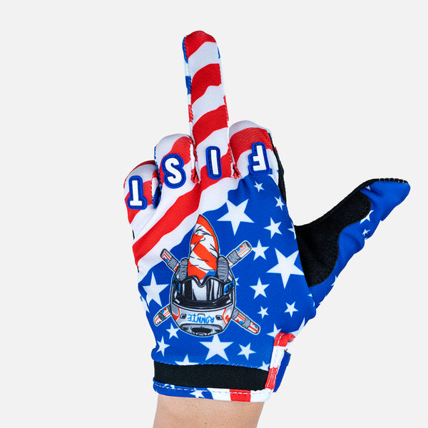 RonnieMac - Merica Dirt Bike Gloves - Flipping off with Attitude